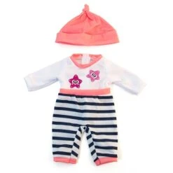 Doll Clothes, Fits 12-5/8in Dolls, Cold Weather Salmon Pajamas