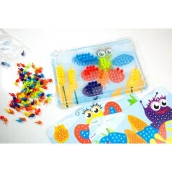 Pegs 3/8in, 6 Pattern Cards, 180 Pegs 7 Pegs 3/8in, 6 Pattern Cards, 180 Pegs -Miniland Educational Educators20Resource MLE45316xx1