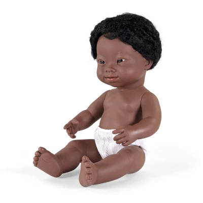 Miniland Educational Anatomically Correct 15" Baby Doll With Down Syndrome, Black Hair 4 Miniland Educational Anatomically Correct 15" Baby Doll With Down Syndrome, Black Hair - Image 2