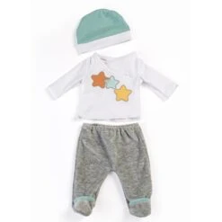 Gender Neutral Doll 2-Piece Pajama Set In Gray For 15" Dolls