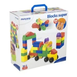 Plastic Interlocking Super Blocks, 64 Pieces